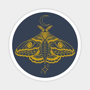 Witchy Cute Celestial Moth - Gold and Blue Magnet